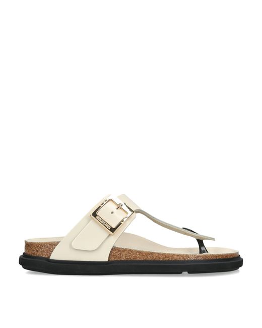 Birkenstock White Patent Leather Gizeh Sandals