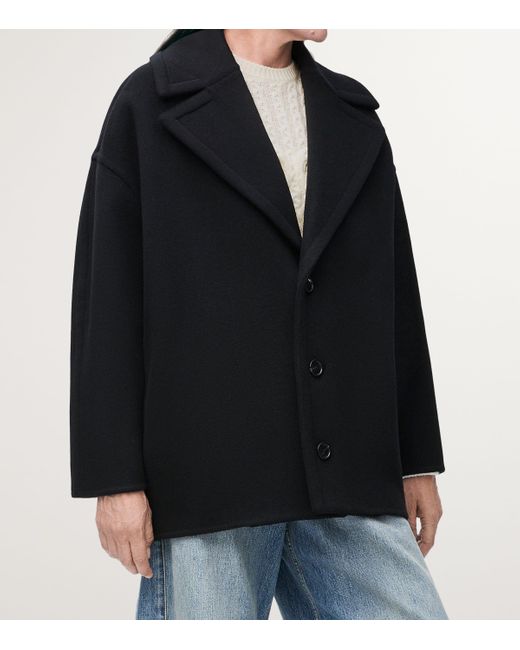 Loewe Black Wool Single-Breasted Coat