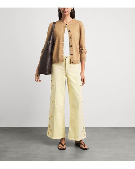 GOOD AMERICAN Natural Embroidered Good Waist Palazzo Jeans
