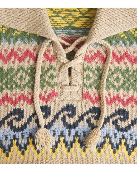 Polo Ralph Lauren Metallic Cotton-Wool-Blend Fair Isle Sweater