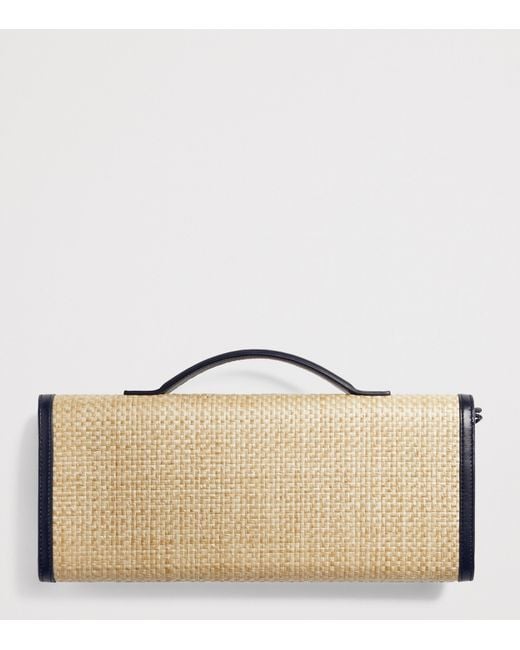 Bottega Veneta Brown Raffia Andiamo Clutch Bag