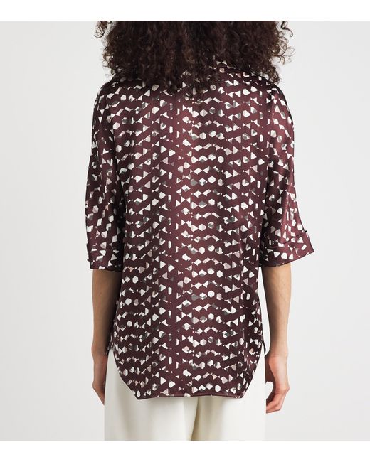 Kiton Red Silk Printed Blouse