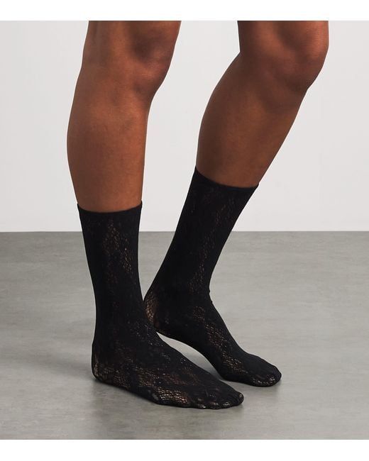 Wolford White Infinite Rose Net Socks