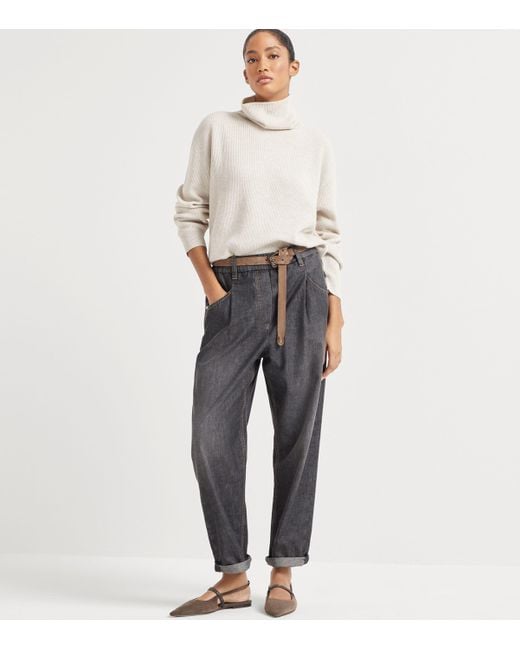 Brunello Cucinelli White Cashmere High-Neck Sweater