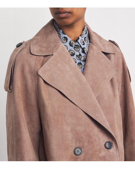 Weekend by Maxmara Brown Suede Short-Line Trench Coat