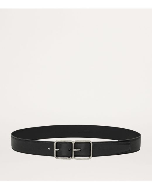 Saint Laurent Black Leather Boucle Double Cadre Belt for men
