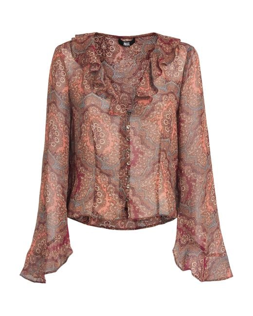 PAIGE Brown Silk Paisley Eve Blouse