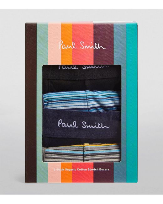 Paul Smith Blue Signature Stripe Trunks (pack Of 5) for men