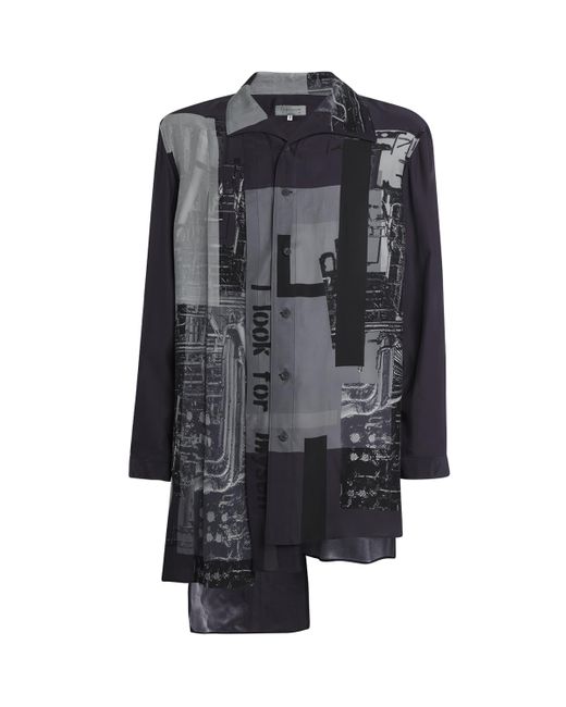 Yohji Yamamoto Black Silk Printed Shirt for men