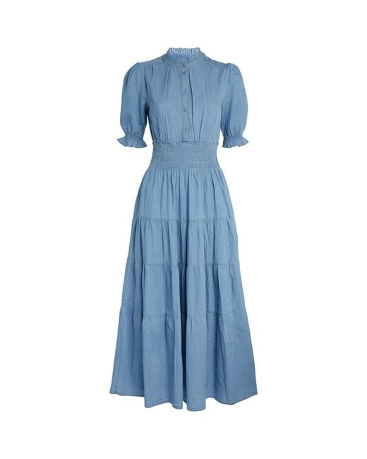 ME+EM Blue Me+em Chambray Maxi Dress