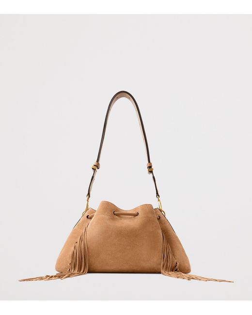 Jimmy Choo Brown Medium Cinch Suede Bucket Bag