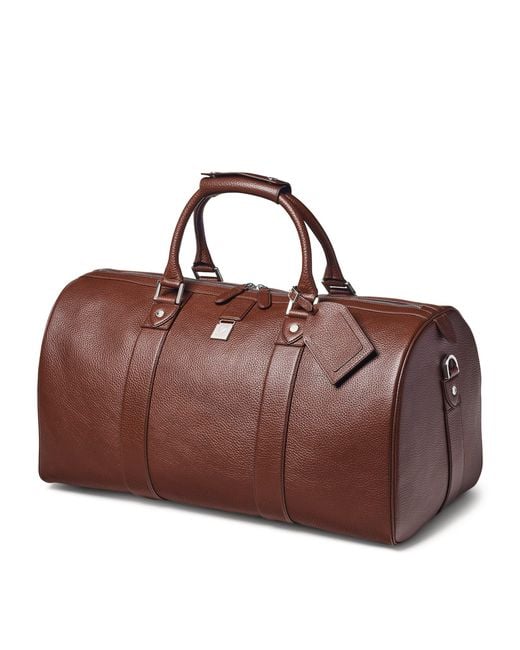 Aspinal Brown Leather Boston Holdall for men