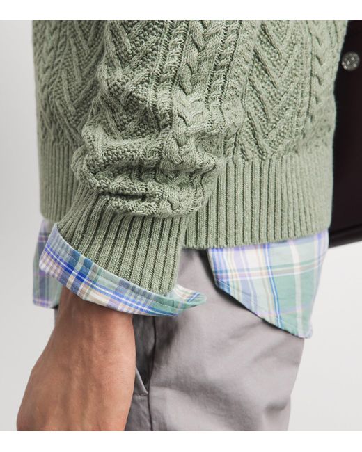 Polo Ralph Lauren Green Cotton-Linen Aran-Knit Sweater for men