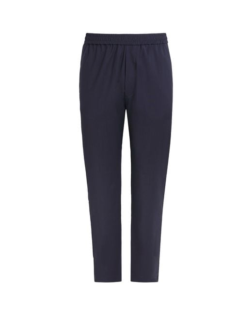 Barena Blue Virgin Wool Elasticated Trousers for men