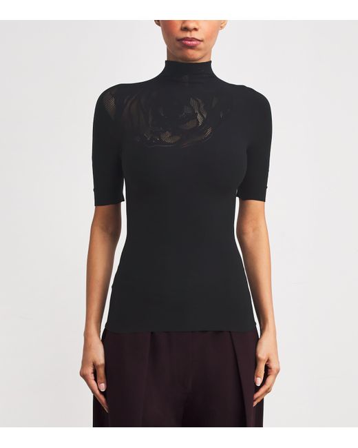 Wolford Black Rose Mock-Neck Top