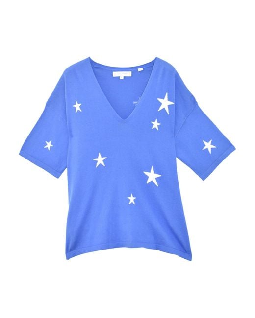 Chinti & Parker Blue Cotton Star Print T-shirt
