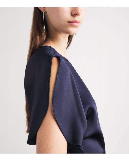 Victoria Beckham Blue Satin Bela Midi Dress