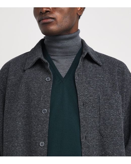 John Smedley Green Merino Wool V-Neck Sweater Vest for men