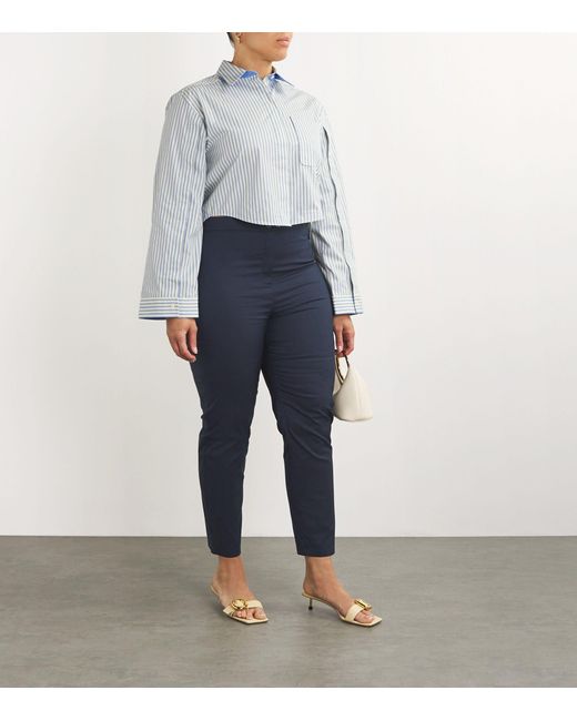 Marina Rinaldi Blue Cotton-blend Tailored Trousers