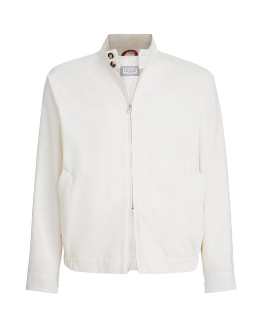 Brunello Cucinelli White Cotton-Blend Water-Resistant Jacket for men