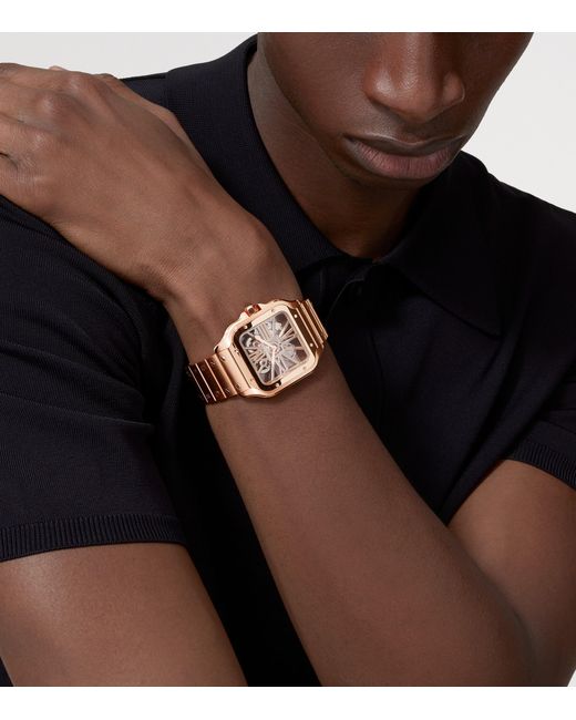 Cartier Metallic Large Santos De Skeleton Watch for men