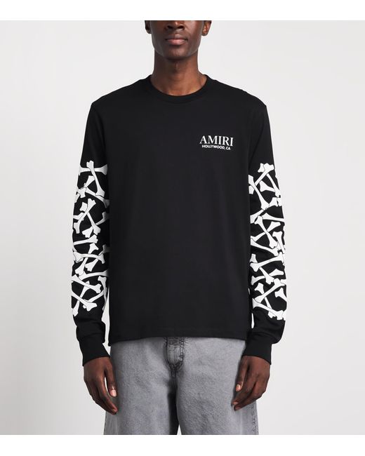 Amiri Black Cotton Stacked Bones Long-Sleeve T-Shirt for men