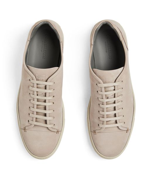 Corneliani Brown Nubuck Leather Low Top Sneakers for men