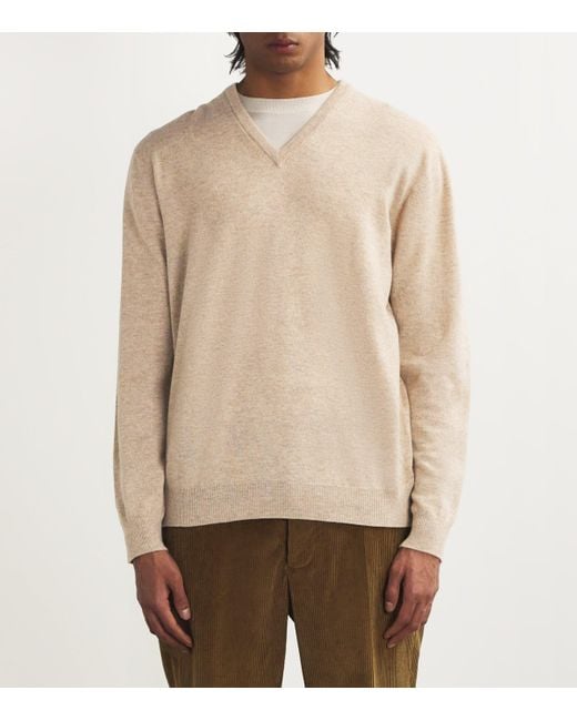 Johnstons Natural Cashmere V-Neck Sweater for men