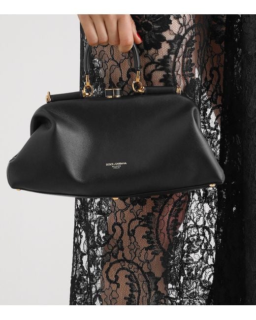 Dolce & Gabbana Black Medium Leather Grandma Top-Handle Bag