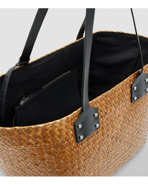 AllSaints Brown Straw Mosley Tote Bag
