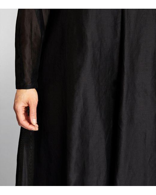 Marina Rinaldi Black Cotton-silk Maxi Dress