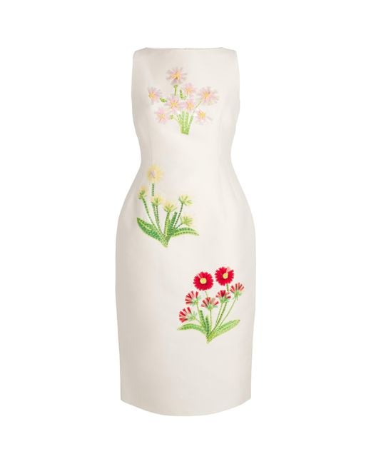 LEO LIN White Wool-Silk Eleanor Midi Dress