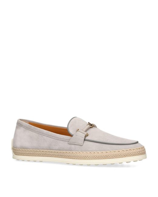 Tod's White Leather Gomma Buckle Loafers