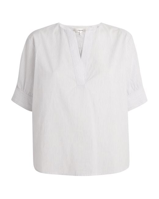 FRAME White Stripe The V-Neck Popover Shirt