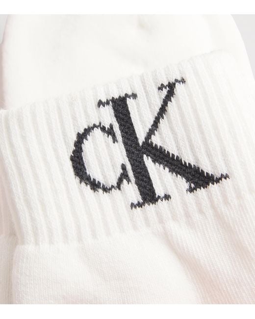 Calvin Klein White Cotton-Blend Quarter Socks for men
