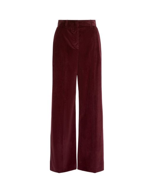 Weekend by Maxmara Red Cotton Corduroy Wide-Leg Trousers