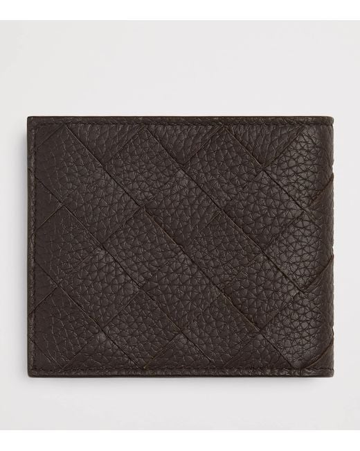 Bottega Veneta Black Leather Intrecciato Bifold Wallet for men