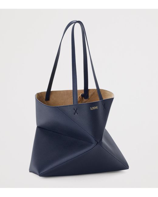 Loewe Blue Medium Leather Puzzle Fold Tote Bag