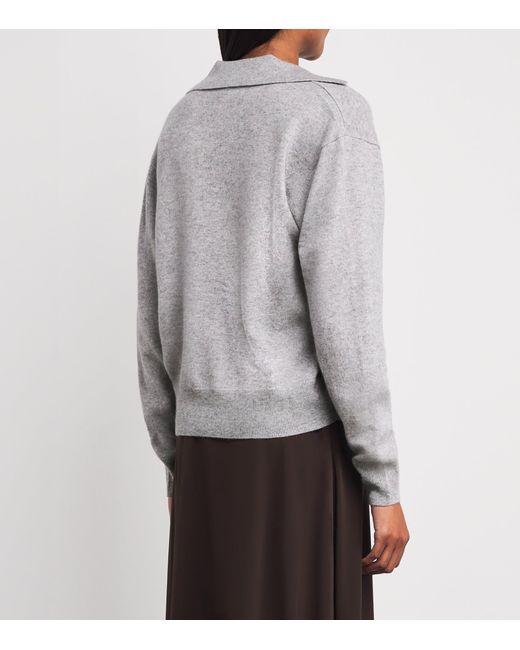 Claudie Pierlot Gray Wool-Cashmere Polo Sweater