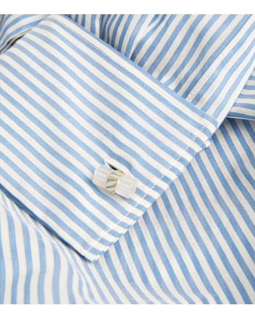 Max Mara Blue Silk Striped Shirt