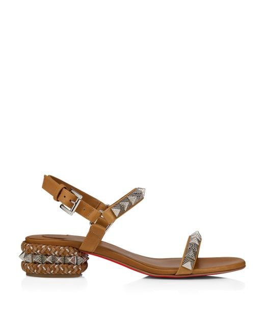 Christian Louboutin Brown Pyraclou Embellished Heeled Sandals 30