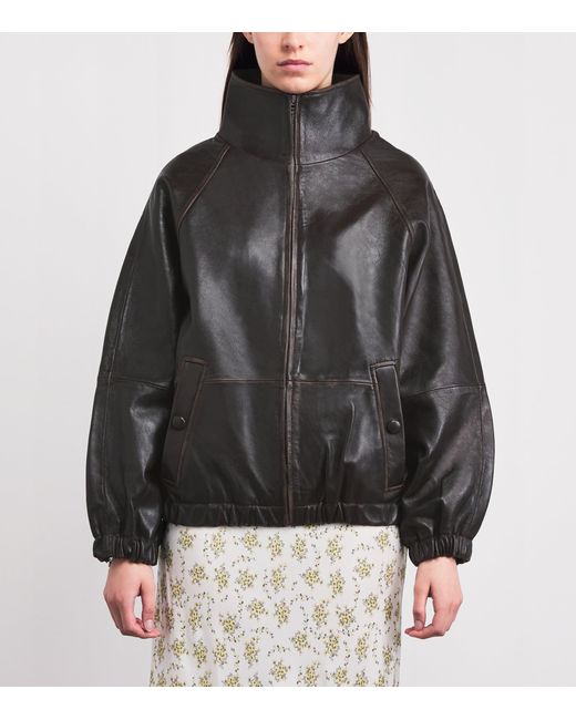 Sandro Black Oversized Leather Jacket