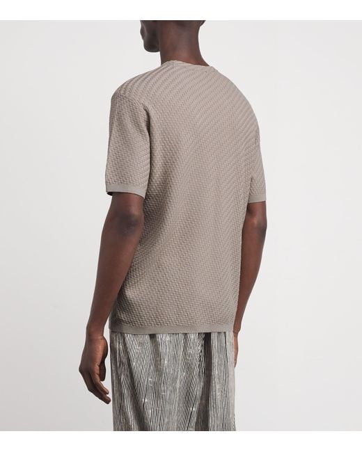 Emporio Armani Gray Basket-Weave T-Shirt for men