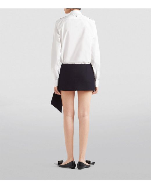 Prada Blue Wool-cashmere Draped Mini Skirt