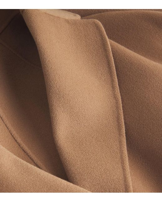 Max Mara Brown Virgin Wool Midi Wrap Coat