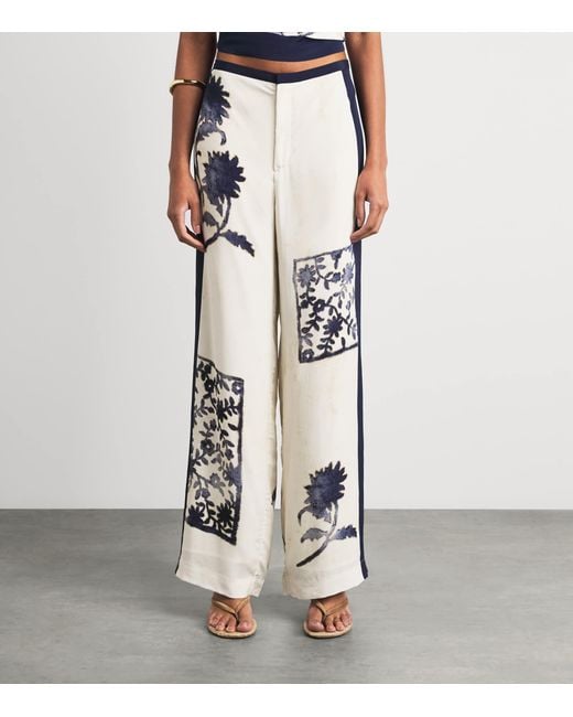 Sir White Philippa Printed Wide-Leg Trousers