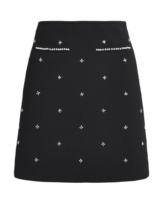 Sandro Black Rhinestone-Embellished Mini Skirt
