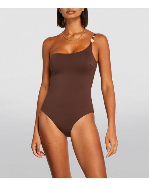 Sir. The Label Brown Jeanne One-shoulder Swimsuit