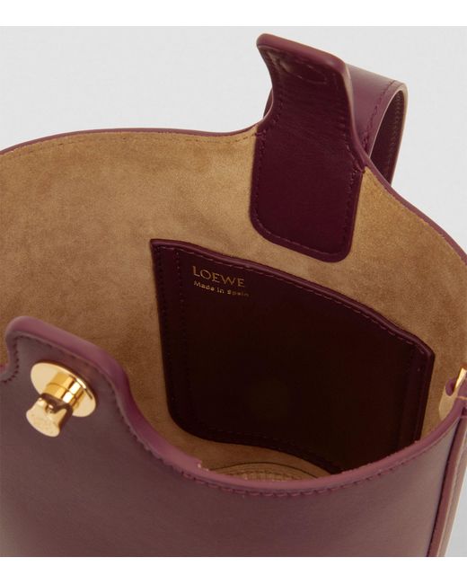 Loewe Purple Mini Leather Pebble Bucket Bag