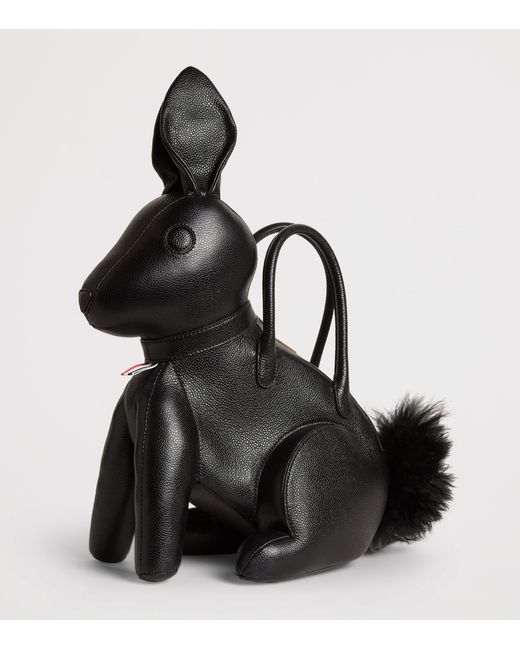 Thom Browne Black Lather Rabbit Top-Handle Bag for men